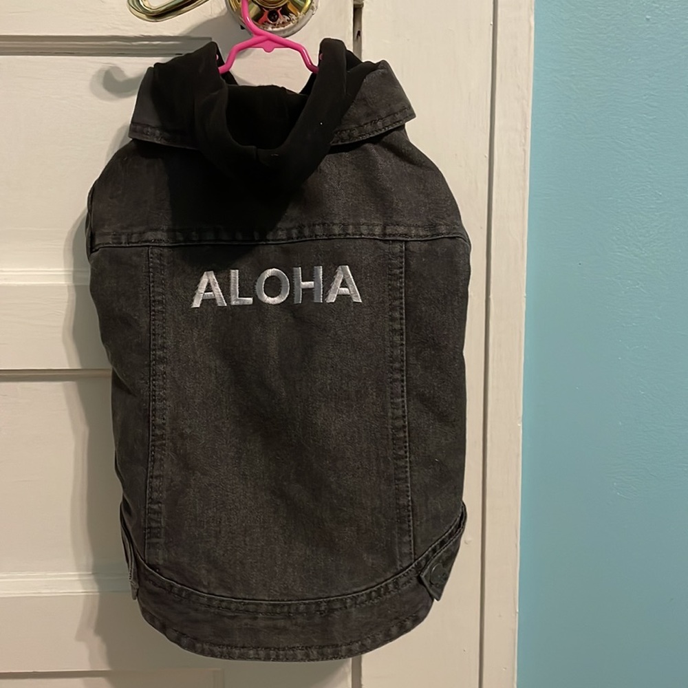 Aloha print Reddy Denim Hooded Dog Jacket